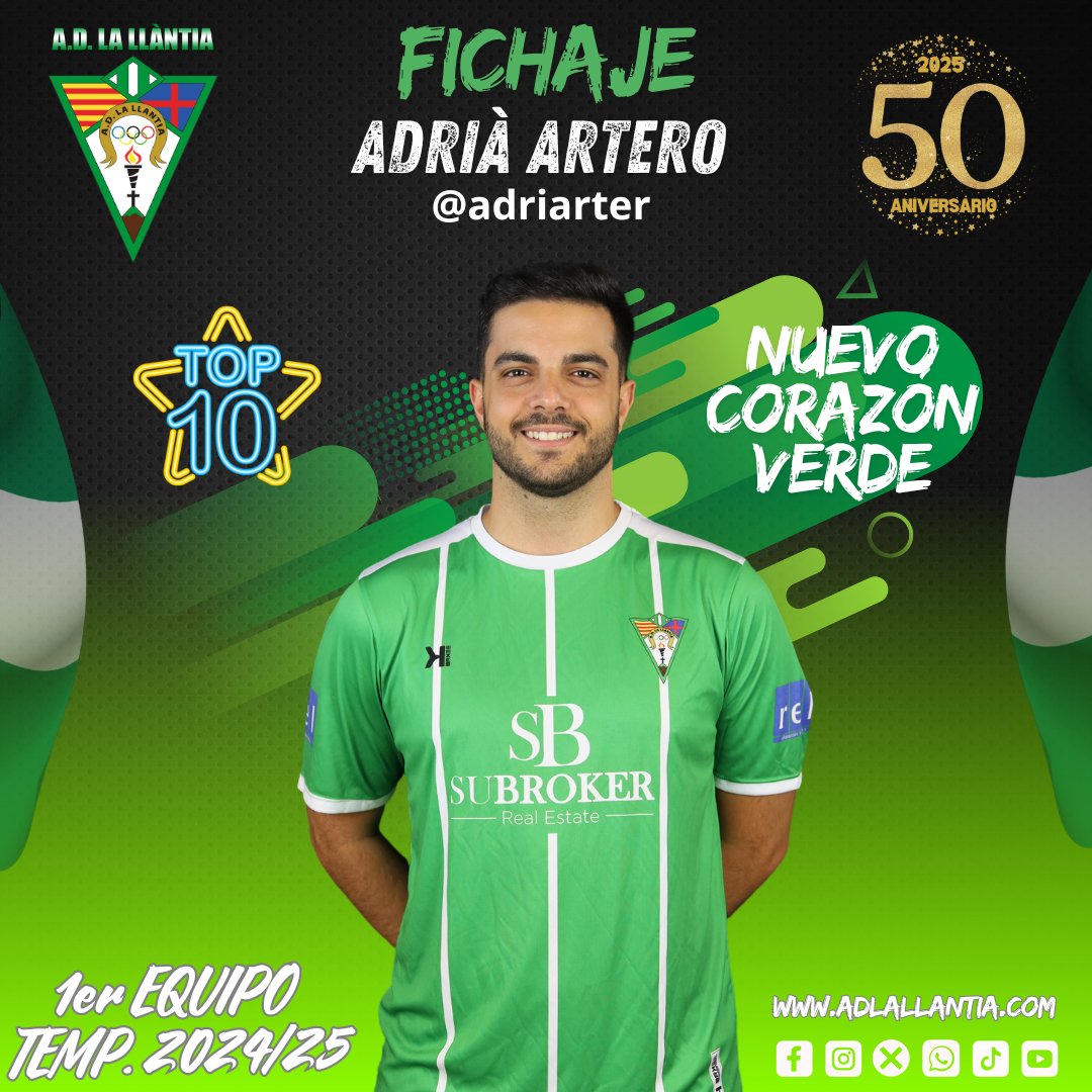 LaLlantiaAD's tweet photo. FICHAJE✅ PRIMER EQUIPO    
ADRIÀ ARTERO ⚽️ @adriarter  
Bienvenido a los corazones verdes 💚💚
#matarofutbol
@EsportiuMaresme
@parlemdesports
@CatalunyaFtbl https://t.co/KIxHuW1MtA