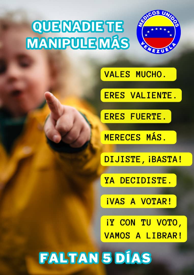 muvcarabobo's tweet photo. Este es un momento profundamente CÍVICO; cada venezolano se ha puesto de pie y desde su dignidad decidió que llegó la hora del cambio y por eso #VOTA. #Faltan5Dias para que la oscuridad termine #VotaYDefiendeTuVoto #NadieSabraPorQuienVotas #VotaConMemoria #VotaConDignidad https://t.co/QVEK9HYkbo