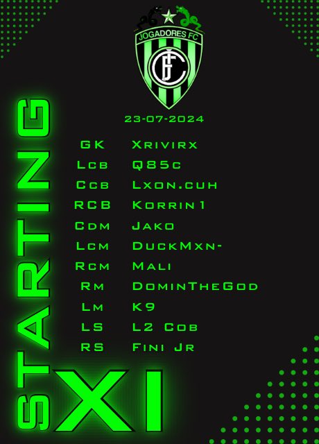 Jogadores (@_jogadores) on Twitter photo Team for GD#5 . A new signing with a few changes for tonight.
7:30pm <a href="/BRFCHub/">BRFC Hub</a>
๐
<a href="/ParagonVPG/">Paragon eSports</a>
8pm <a href="/VPGUK/">VPG UK Leagues</a>
๐
Soccer Aids
8:30pm <a href="/VPGUK/">VPG UK Leagues</a>
๐
Zeus Esports
8:45pm <a href="/VPGEurope/">Virtual Pro Gaming | Europe</a>
๐
SV Suden
9:15pm <a href="/VPGEurope/">Virtual Pro Gaming | Europe</a>
๐
<a href="/RUFCEsports/">Rotherham United Esports</a>
Time to bounce back.Letโs secure the pointsโ๏ธ
#Joga Team for GD#5 . A new signing with a few changes for tonight.
7:30pm <a href="/BRFCHub/">BRFC Hub</a>
๐
<a href="/ParagonVPG/">Paragon eSports</a>
8pm <a href="/VPGUK/">VPG UK Leagues</a>
๐
Soccer Aids
8:30pm <a href="/VPGUK/">VPG UK Leagues</a>
๐
Zeus Esports
8:45pm <a href="/VPGEurope/">Virtual Pro Gaming | Europe</a>
๐
SV Suden
9:15pm <a href="/VPGEurope/">Virtual Pro Gaming | Europe</a>
๐
<a href="/RUFCEsports/">Rotherham United Esports</a>
Time to bounce back.Letโs secure the pointsโ๏ธ
#Joga