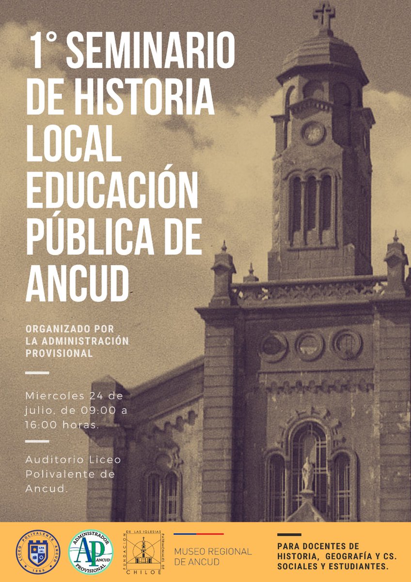 Mañana de 9 a 16 h se realizará el 1° Seminario de Historia Local Educación Pública de Ancud, en el Auditorio Liceo Polivalente de Ancud. El Museo estará participando con dos ponencias

La instancia está dirigida a estudiantes y docentes de Historia, Geografía y Ciencias Sociales