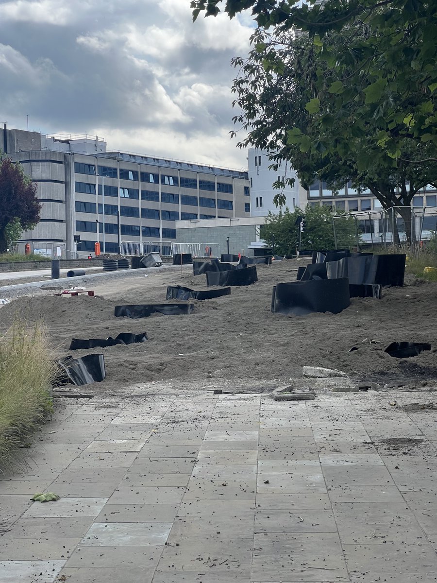 Major progress in the city centre! 👷‍♂️ #FutureBradford

The NCP car park has disappeared and Hall Ings is well on it's way to being fully pedestrianised, showing preparation for tree planting around the former Jacobs Well Roundabout in the last image 🌳✨