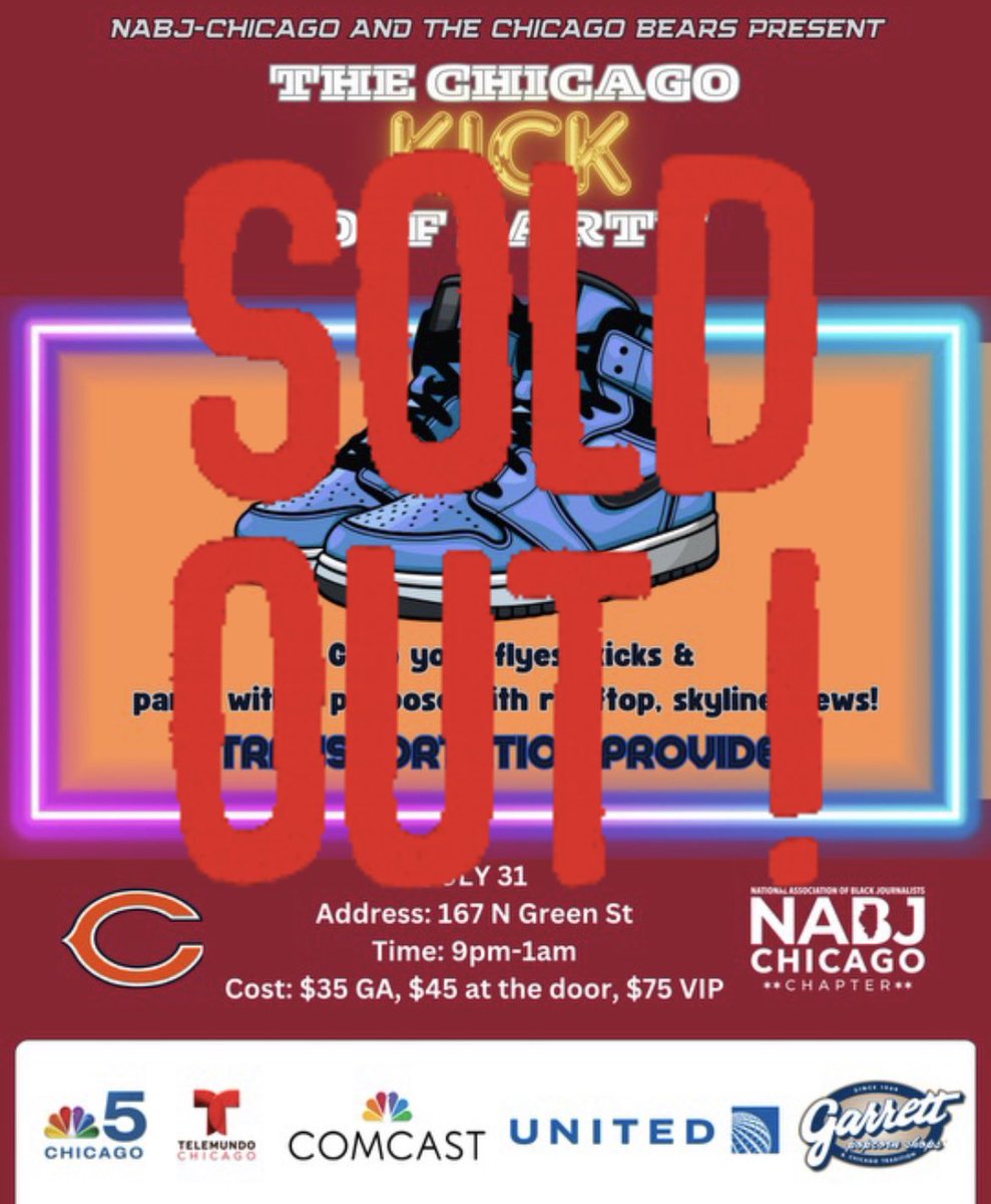 NABJCC's tweet photo. Our Kick Off party is officially SOLD OUT! See you all next week for the ultimate #SunmertimeChi experience😎 https://t.co/zL0EopiCrf