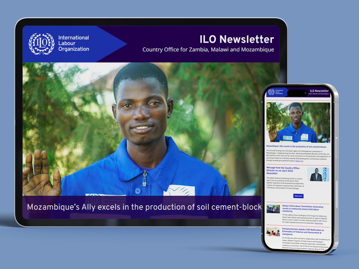 ilolusaka's tweet image. 📢Just released #webedition of #newsletter highlighting @ILO&apos;s work in 🇿🇲#Zambia,🇲🇼#Malawi &amp;amp; 🇲🇿 #Mozambique. 📌Click on the link below🔗adestra.ilo.org/q/119A4THs7lxc…