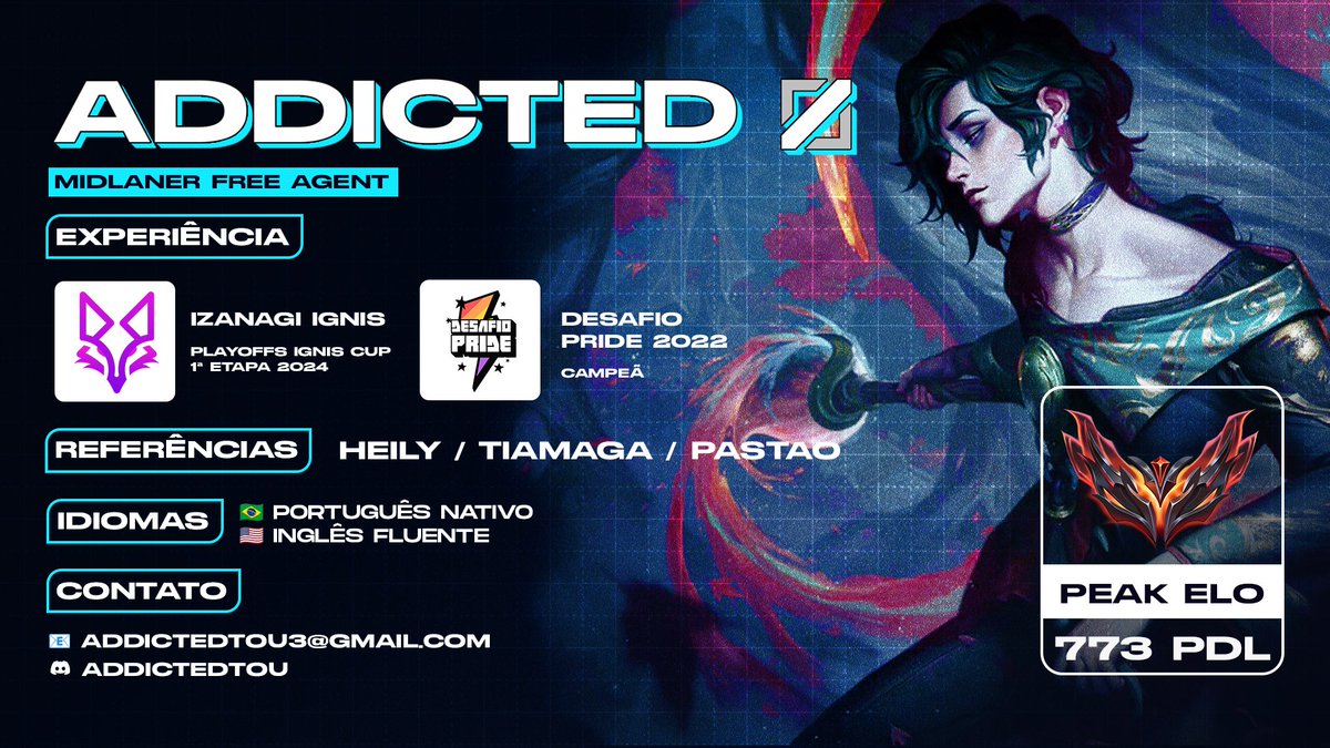 addicted_to_u_'s tweet image. Gente, estou em um time T3 porém fui liberada para jogar a Ignis, então procuro time para a #IgnisCup com treinos a tarde! 🩵