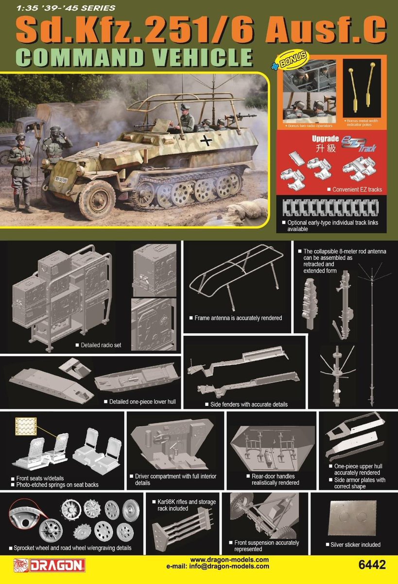 DragonModels's tweet photo. AVAILABLE NOW!!
#6442 - 1/35 Sd.Kfz.251/6 Ausf.C Command Vehicle
Shop: https://t.co/eHErqFQSJN
Search 6442 on https://t.co/1qSvqGbrAU FREE SHIPPING!!
#dragonmodels #modelkit #scalemodel #scalemodeling #scalemodels #militaryvehicle #militarytank https://t.co/NONIo6digQ