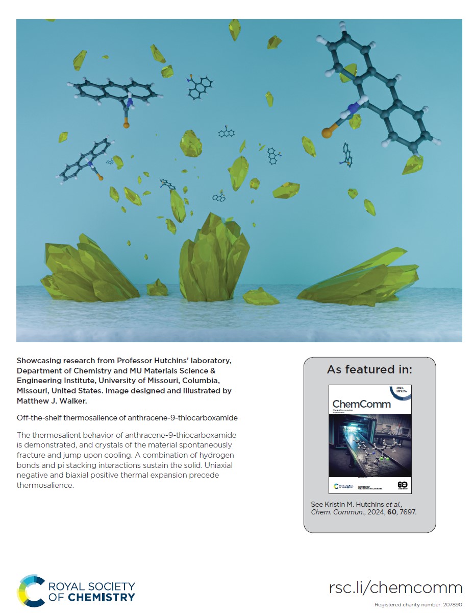 Kristin Hutchins (@km_hutchins) on Twitter photo Excited to have our #thermosalience work featured on the back cover of <a href="/ChemCommun/">Chemical Communications</a>! Congratulations to the team <a href="/GaryGeorge92/">Gary George III</a> <a href="/samanthajkruse/">Samantha Kruse</a> and <a href="/t_uiowa/">T_Forbes Research Group UIowa</a> <a href="/MizzouChem/">Mizzou Chemistry</a> <a href="/Mizzou/">Mizzou</a> <a href="/uiowachem/">UIowa Chemistry</a> Big thanks to Matt Walker for helping us with the graphics! pubs.rsc.org/en/content/art… Excited to have our #thermosalience work featured on the back cover of <a href="/ChemCommun/">Chemical Communications</a>! Congratulations to the team <a href="/GaryGeorge92/">Gary George III</a> <a href="/samanthajkruse/">Samantha Kruse</a> and <a href="/t_uiowa/">T_Forbes Research Group UIowa</a> <a href="/MizzouChem/">Mizzou Chemistry</a> <a href="/Mizzou/">Mizzou</a> <a href="/uiowachem/">UIowa Chemistry</a> Big thanks to Matt Walker for helping us with the graphics! pubs.rsc.org/en/content/art…