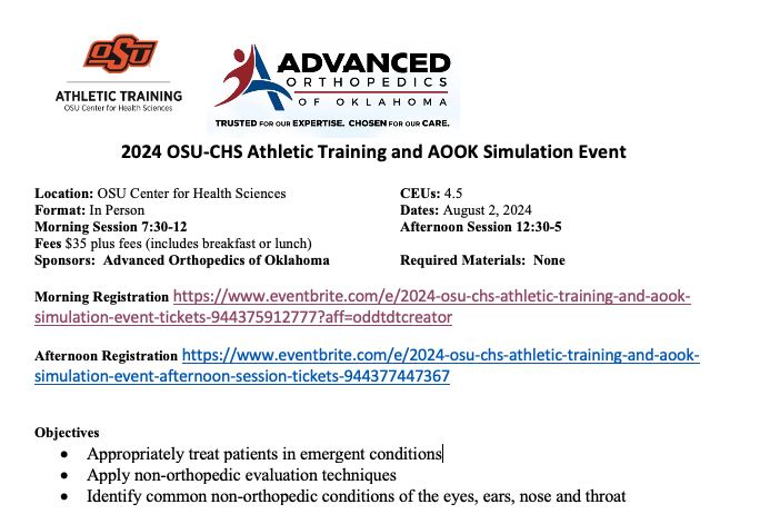 Are you interested in testing out your emergency management skills with simulation?  We are hosting simulation based CEUs next Friday at CHS.  Morning session 7:30-12 and afternoon 12:30-5.  

AM: eventbrite.com/e/2024-osu-chs…

PM: eventbrite.com/e/2024-osu-chs…