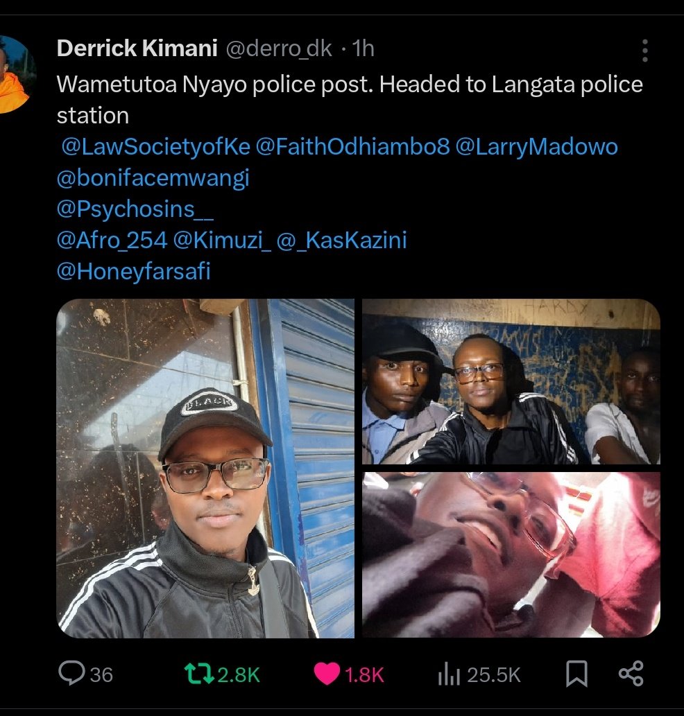 MarsyJazz's tweet photo. @Muchang_i @Nelly1Kremlin #FreeDerrick @derro_dk who is at Langata Police station https://t.co/Z8oZX5BDx9