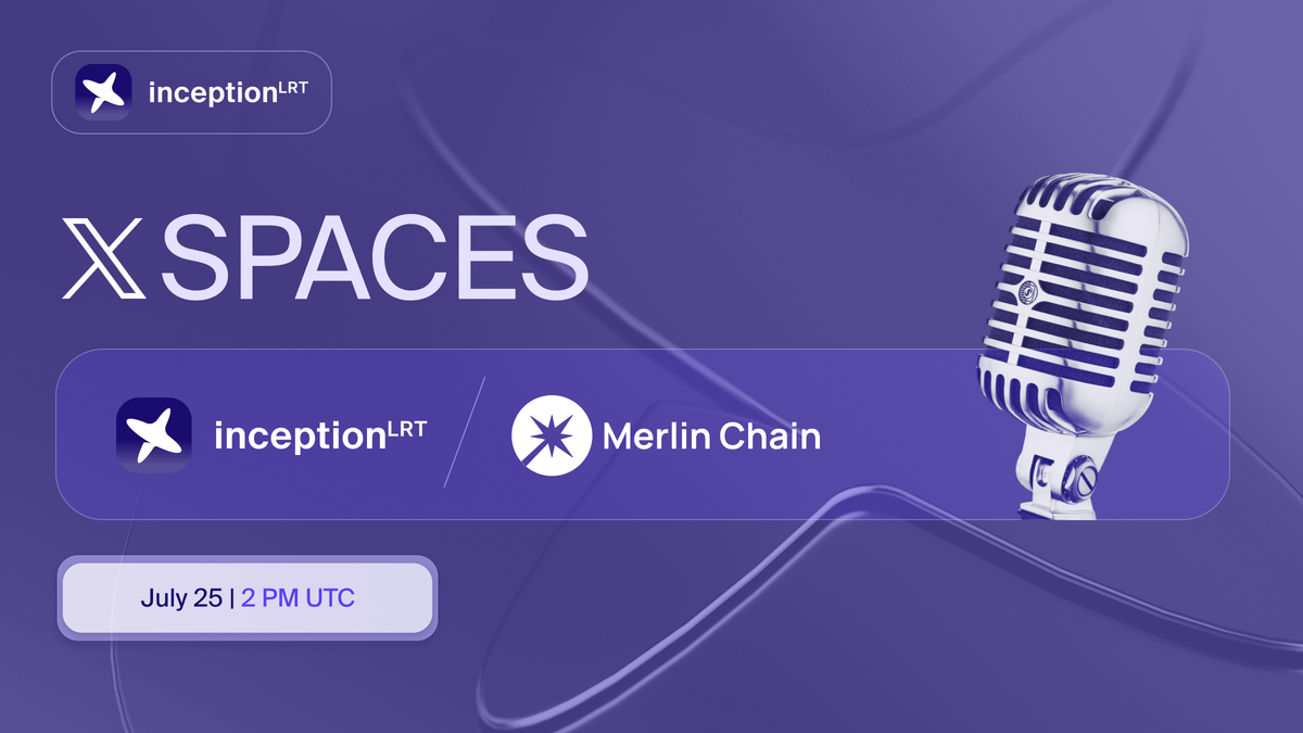 InceptionLRT's tweet photo. Save the date Bitcoiners 🗣️

Join us for a Twitter Space with @MerlinLayer2 🧙‍♂️ on Thursday, July 25nd at 2 PM UTC 🗓️

We'll be diving deep into Bitcoin restaking, the future of DeFi on Bitcoin, and some exciting surprises we can't wait to share 🔥

Twitter space link: https://t.co/43opiyiWdz