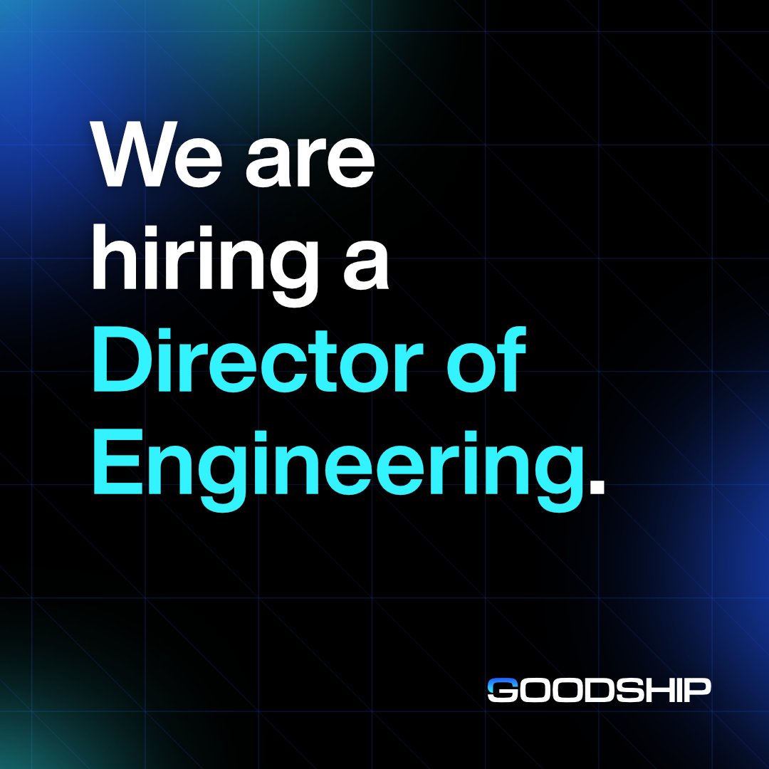 We are hiring! GoodShip is looking to expand our fully remote team with a talented Director of Engineering. 
If you have experience managing high impact software engineering teams, both in startup environments and at scale, apply here: lnkd.in/ggy3sK8n