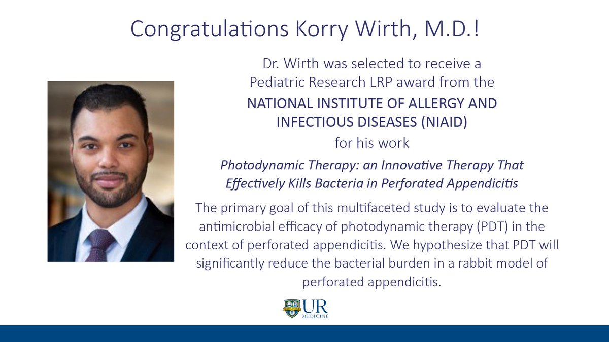 Congratulations on your Pediatric Research LRP award, Korry Wirth, MD! 👏👏👏<a href="/URMCSurgery/">URMC Surgery Residents</a> <a href="/URochester_SMD/">URochester SMD</a> <a href="/EclipseLabAtUR/">Wilson Eclipse Lab at UR</a> <a href="/docwilson13/">Nicole Wilson</a> <a href="/NIAIDNews/">NIAID News</a> <a href="/UR_Med/">UR Medicine</a>