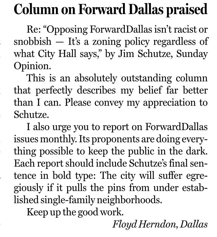 debbiewfleck's tweet image. Keeping track of #ForwardDallas What do you think of its ideas regarding #housing? #dallasnews #LetterstotheEditor