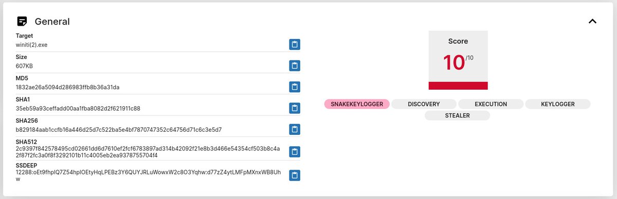 RacWatchin8872's tweet image. #snakekeylogger #malware
💣198.46.174.139💣
/41/winiti.exe - tria.ge/240723-sts6lsx…
/66066/winiti.exe - tria.ge/240723-stsvvax…
Info Sent To angie@blooming.com.my