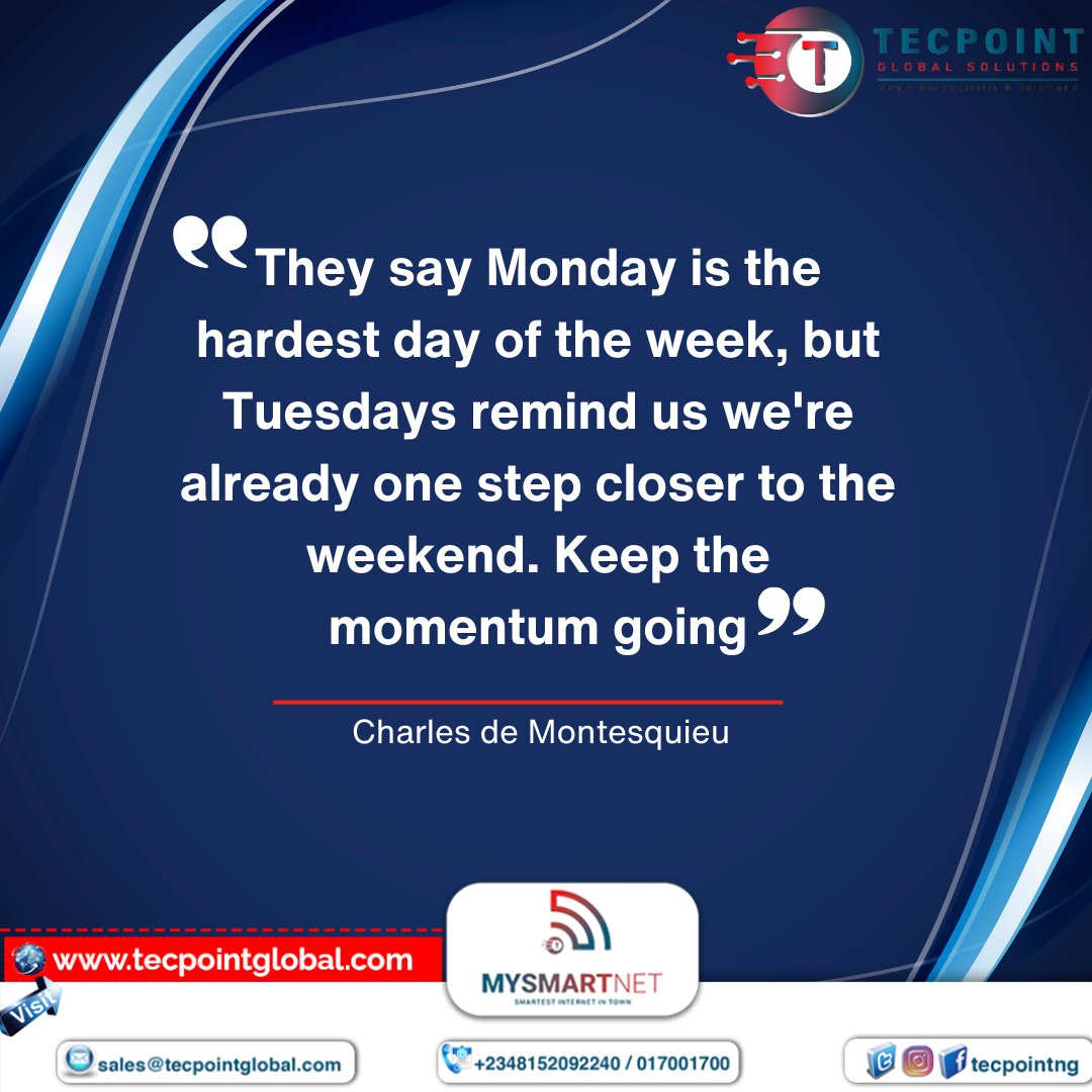 tecpoint_ng's tweet image. Keep the momentum going!
#mysmartnet #tecpoint #smartinternet