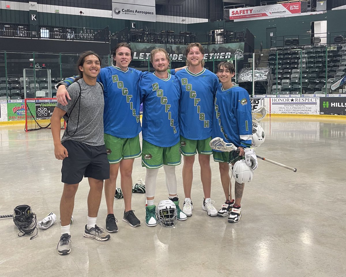 CUPrideMLax's tweet photo. Clarke Lacrosse 🤝 @iowadogfish 

#RollFish #RollPride https://t.co/1LPZkRn5nZ