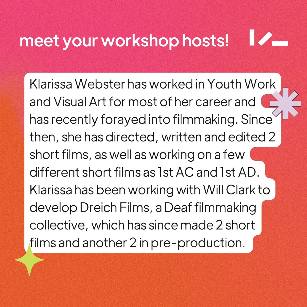 A free, all-day interactive filmmaking workshop (lunch provided! 😋)

Book 🎟️: takeoneaction.org.uk/event/filming-…

#AccessibleFringe #EdinburghDeafFestival
