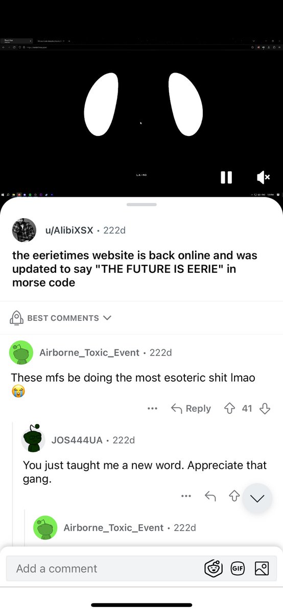 laixmoh's tweet photo. for @babykeem’s 𝐄𝐞𝐫𝐢𝐞 𝐓𝐢𝐦𝐞𝐬
~made a morse code website and successfully added to the reddit lore 🖤

🔗 https://t.co/WhQIDem0xA https://t.co/mNgRtUx1nE