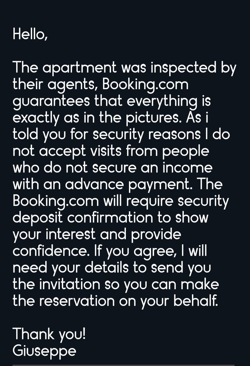 nevermore1821's tweet photo. @glock9gamer I recently had a "Giuseppe" try to scam me and my husband 2 months rent just to view a property! https://t.co/JUFU6Hc7AW