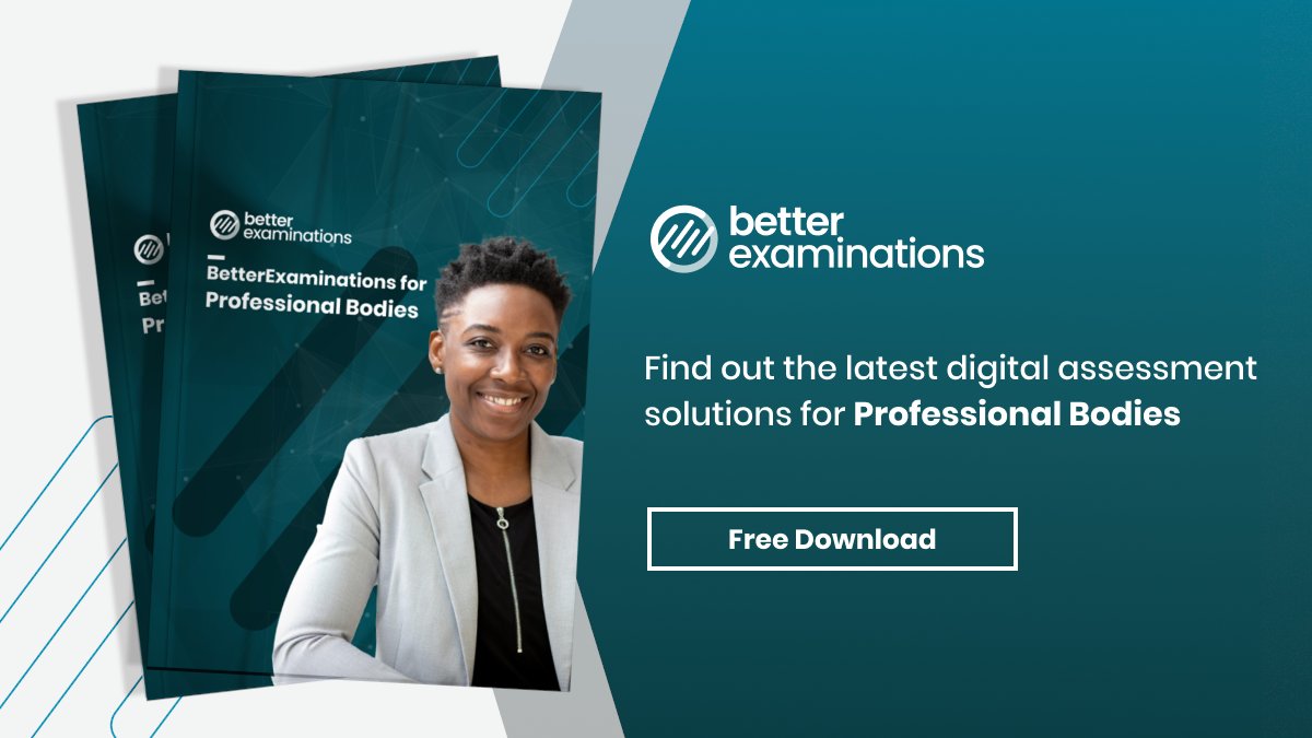 Ensure your certification exams are secure, reliable, and scalable with #BetterExaminations. Download our brochure for #ProfessionalBodies and learn how we can help your organization streamline digital certification: bit.ly/3SkVQUe
#Certification #Innovation #eAssessment