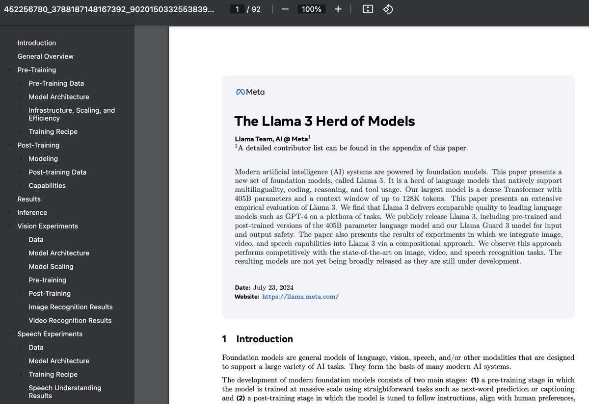 Llama-3 paper: 
100 pages of LLM knowledge is all you need.