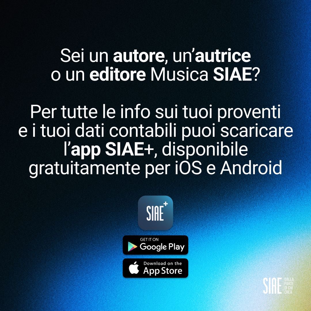 Today is #SIAEDay!

Oggi abbiamo ripartito a oltre 80mila aventi diritto del repertorio Musica il diritto d’autore per oltre 222 mln di euro: un traguardo importante, con un trend più che positivo rispetto a luglio 2023.

Il diritto d’autore fa vivere chi ci fa sognare!

#siae