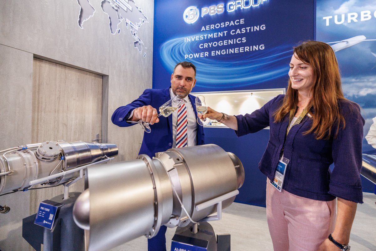 🆕New turbojet engine launch🍾

Day two at Farnborough International is behind us, and we are delighted with the successful launch of our AI-PBS-350 engine. 
Today's ceremonial moment took place at 2:30 PM at our booth with the presence of Konderlova Radka, Director General of