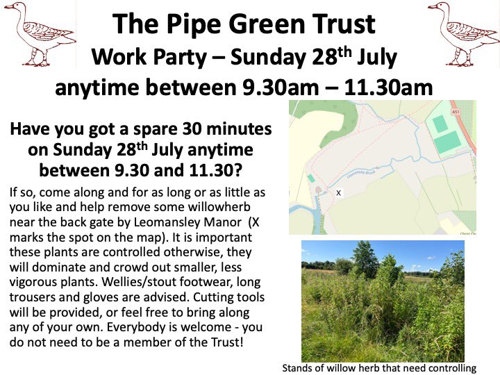 pipegreentrust's tweet photo. Just a reminder that we have another work party this Sunday between 9.30 - 11.30am. See poster for details. Please remember to wear waterproof footwear - preferably wellies, as the ground is still very wet where we will be working. Come for as long as you like. 😁 https://t.co/uVNSX2Hquy