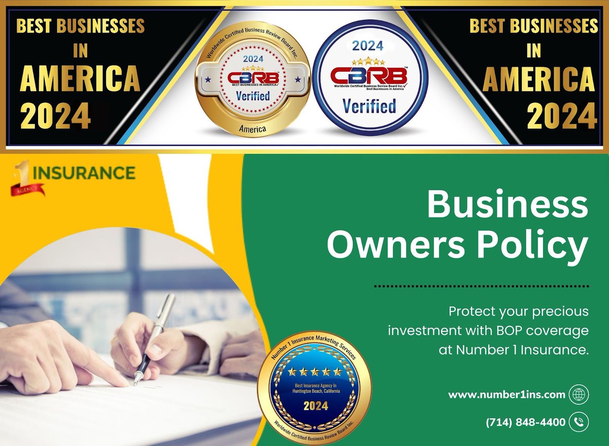 Number1Ins's tweet image. A #BusinessOwnersPolicy is essential for small businesses. It ensures comprehensive protection against various risks, supporting business continuity &amp;amp; financial stability.Click here to learn more:

number1ins.com/business-owner…

#Number1Ins #California #SmallBusinessProtection