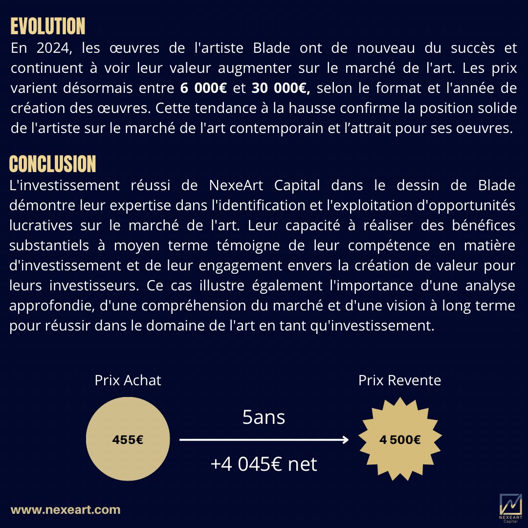 NexeartCapital's tweet photo. Retrouvez l’artiste Blade avec @NexeartCapital et les placements réussis !! https://t.co/AaYhAqY6WL