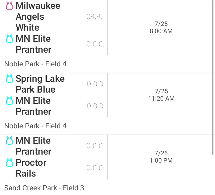 Schedule for NAFA Nationals pool play games. Hope to see you there for our last tournament!!