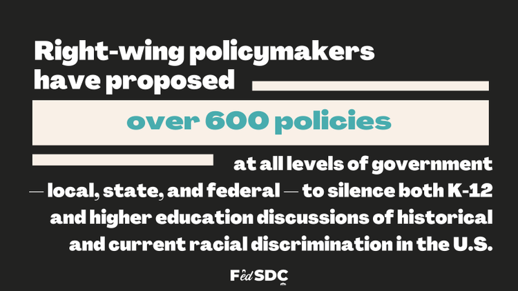 🚨 Right-wing policymakers have proposed over 600 policies to silence discussions on race and diversity in schools. Learn how we can resist these attacks and preserve civil rights from the new <a href="/FedSDC/">FedSDC</a> guide, “Meeting the Moment” fedsdc.org/meeting-the-mo…