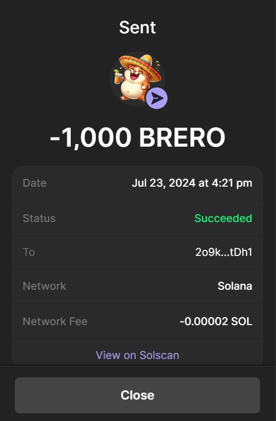 SolbreroCat's tweet photo. Shoutout to another $BRERO #airdrop winner! 🙌Congrats @PriskaDwiWulan ! Check your wallet😻🌵🌮🍹#memecoin #Solbrero #solana https://t.co/s6RbpiIaPZ