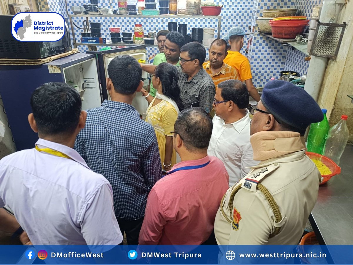 DMWest_Tripura's tweet image. Yesterday, an enforcement team led by the  Sub-Divisional Magistrate (Sadar) conducted a raid in various markets, hotels, and restaurants in Agartala to check the quality of food items.

#EnforcementDrive #Agartala #SDMSadar #PublicSafety #RegulationCompliance #WestTripura
