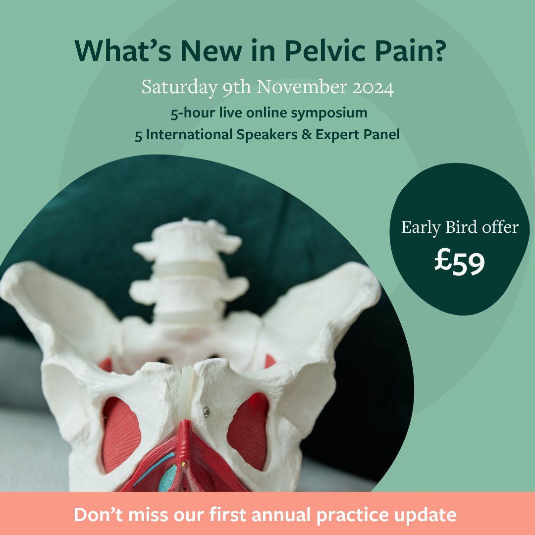 PelvicPainNet's tweet photo. Are you a physio treating pelvic pain?

You asked for a curated round up of all the latest pelvic pain research &amp; clinical implications. We're so excited to make that happen!

See the comments for a link to the waiting list &amp; ensure you don't miss the fantastic early bird deal! https://t.co/U2gUiU1MI2