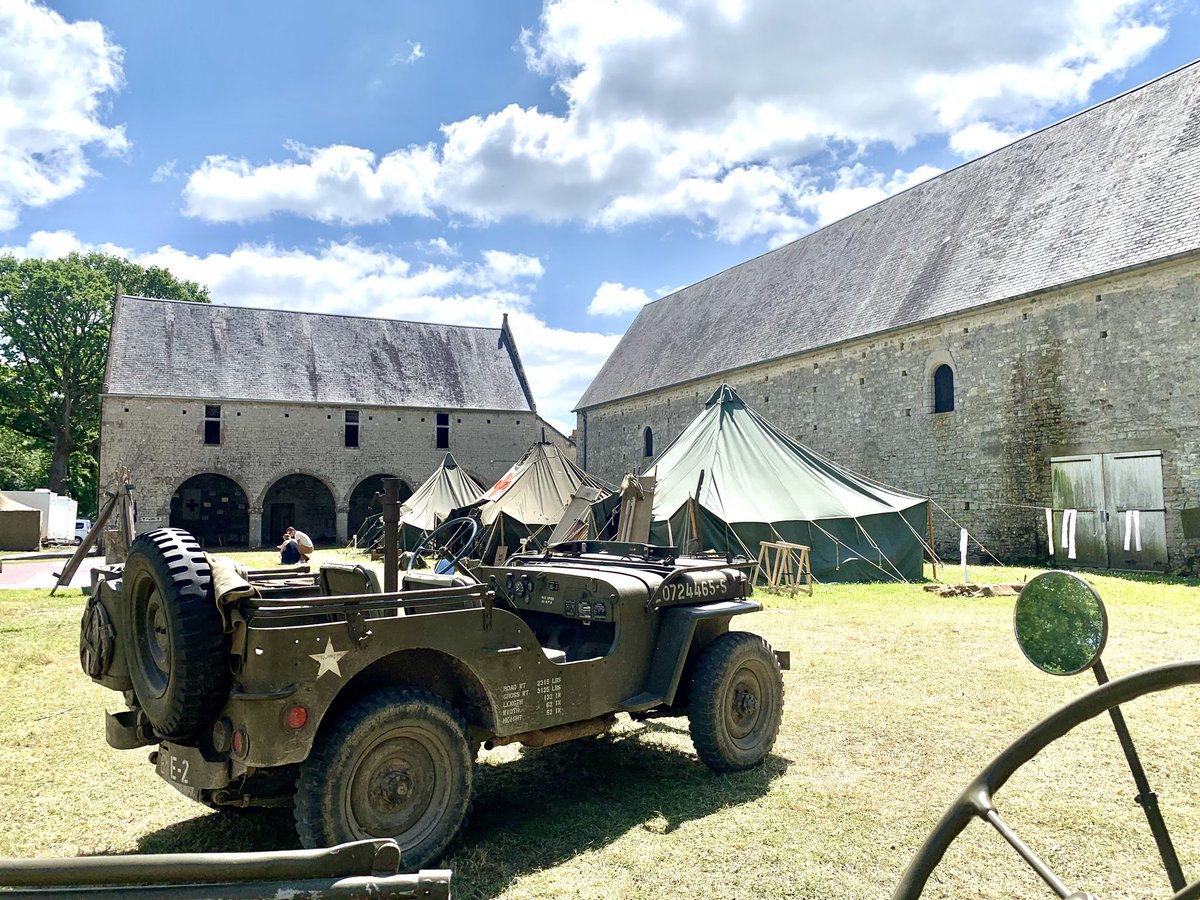 Then &amp; now of the Chateau Colombiere, Hiesville. The chateau became the location for the first allied hospital on french soil in 1944. It was run by the 326 Airborne Med Co. (101 Airborne). Modern photo from our display their back in June. 
#ww2 #dday #dday80