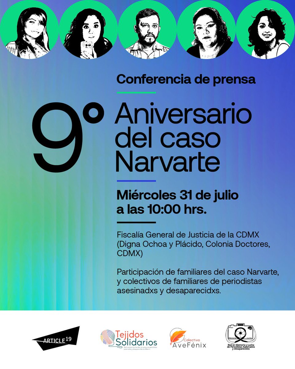 Desinformemonos's tweet photo. #DesAgenda | Conferencia de prensa: Noveno aniversario del Caso Narvarte https://t.co/sqPoaCkNX6 https://t.co/rw97T14GKY