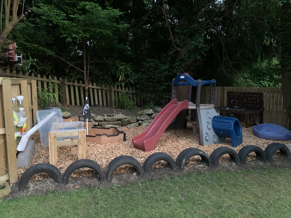 EYFSMagic's tweet photo. Latest project - water tray made from an IKEA box, left over fence panels and x2 £5 decking lengths from B&amp;Q.. can’t wait to see the happy faces in the morning ☺️ https://t.co/OklOXgmNUY