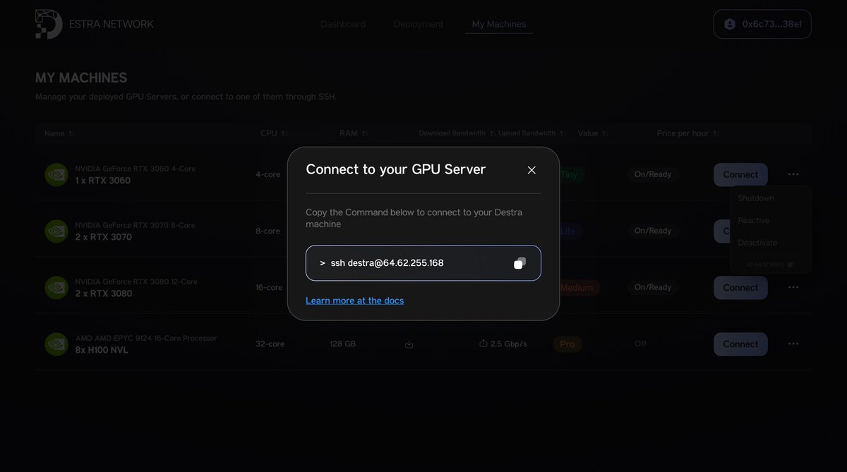 Destra Decentralized GPU Marketplace - $DSYNC UI/UX Designs

𝐓𝐡𝐞 𝐅𝐢𝐫𝐬𝐭-𝐄𝐯𝐞𝐫 𝐌𝐚𝐫𝐤𝐞𝐭𝐩𝐥𝐚𝐜𝐞 𝐏𝐨𝐰𝐞𝐫𝐞𝐝 𝐛𝐲 𝐀𝐈 𝐚𝐧𝐝 𝐚 𝐓𝐫𝐮𝐥𝐲 𝐃𝐞𝐜𝐞𝐧𝐭𝐫𝐚𝐥𝐢𝐳𝐞𝐝 𝐍𝐞𝐭𝐰𝐨𝐫𝐤 𝐨𝐟 𝐆𝐏𝐔𝐬

The Destra Decentralized GPU Marketplace is a product that upholds