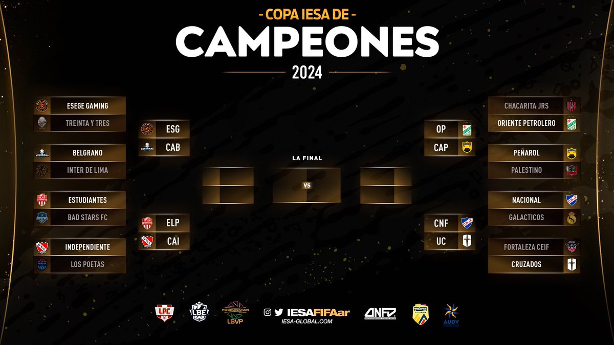 IESAFIFAar's tweet photo. ⚽️ Estos son los cruces de los 4tos de final de la #CopaIESADeCampeones 2024, ¿quienes quedarán entre los 4 mejores de esta edición?🎮 https://t.co/7foxE3dxu2