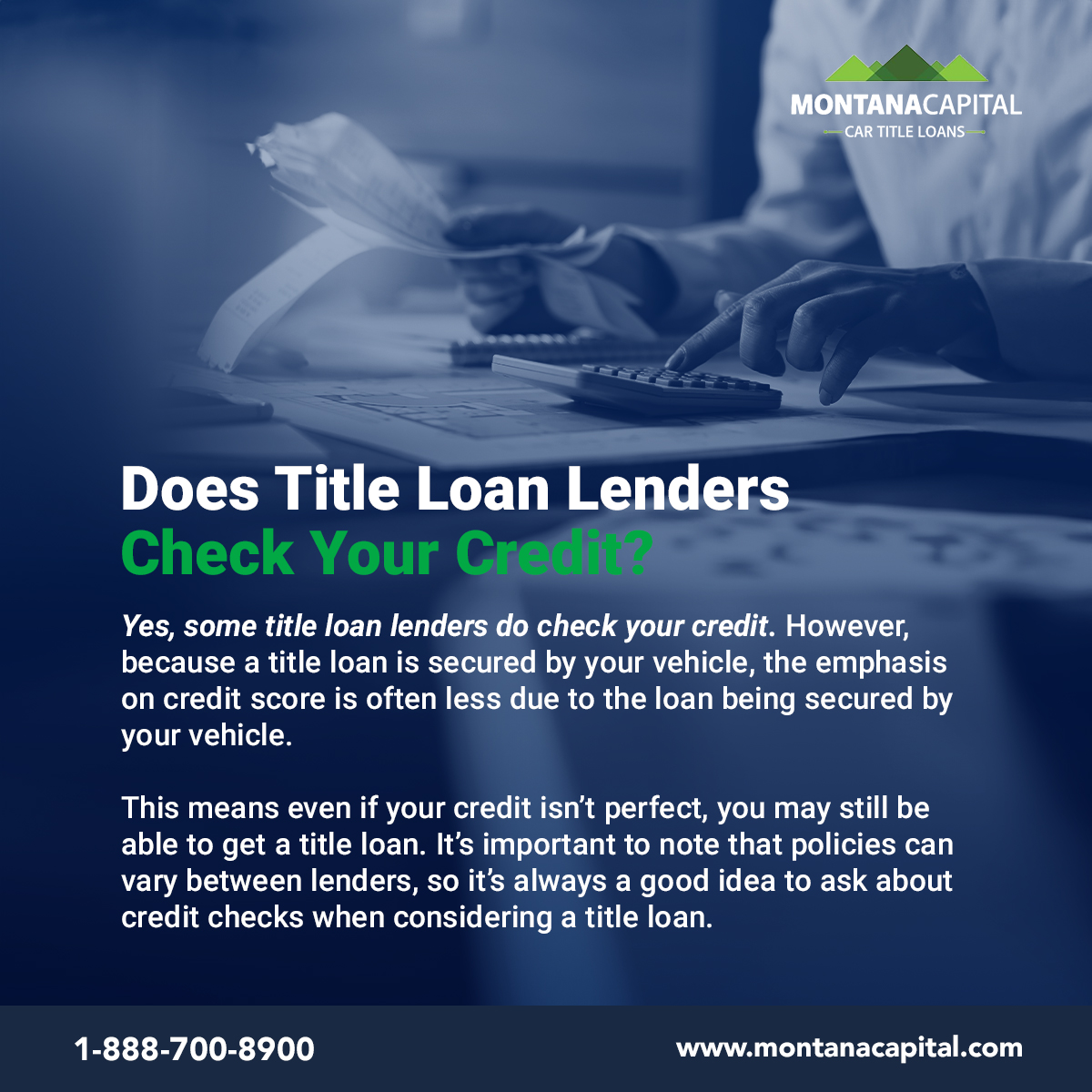 Montana_Capital's tweet image. Need cash? Low credit score? Title loans may be a good option!

We look beyond credit scores when considering your application.

See if you qualify today: montanacapital.com/apply-now/?utm…

#CarTitleLoans #BadCreditOK #quickloans #loans
