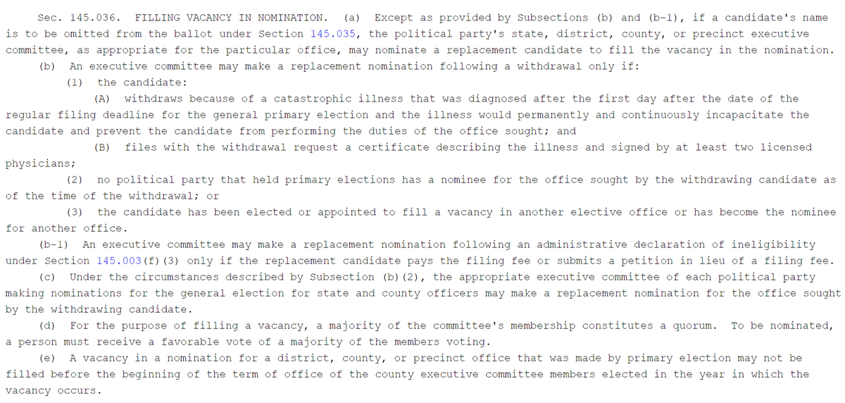 bradj_TX's tweet photo. The last time a congressional member had to be replaced on the ballot ahead of a GE was when #TX04 precinct chairs replaced Rep. Ratcliffe with @FallonForTexas in 2020: https://t.co/jGOjwh2txC

The same process will play out in #TX18 as candidates soon begin announcing. https://t.co/UuvQvWUKkL
