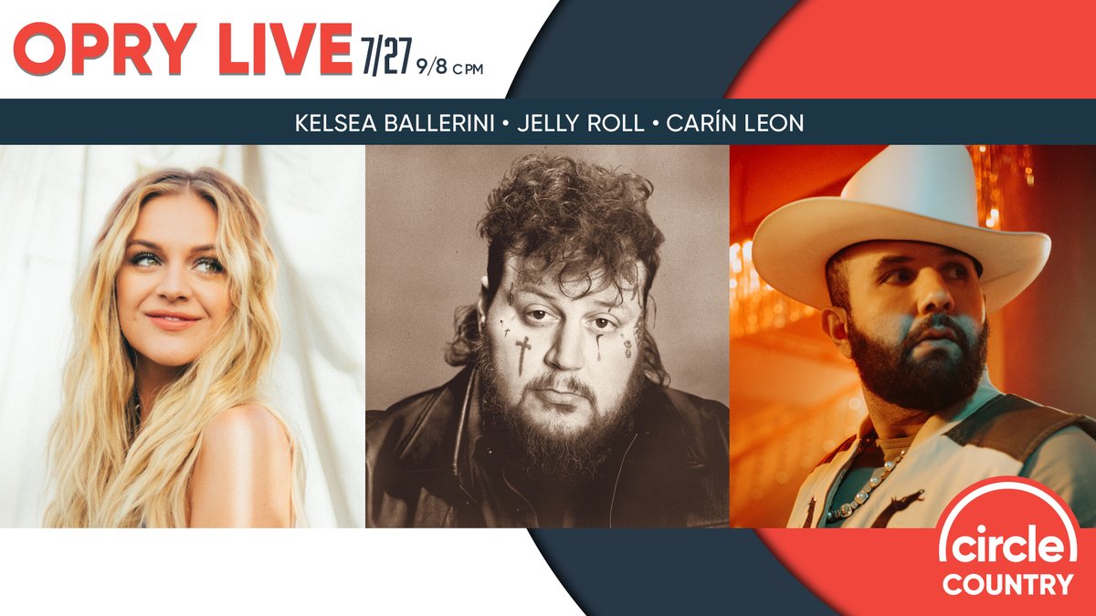 Circle All Access (@circleallaccess) on Twitter photo Get ready for some music that makes you feel good with <a href="/KelseaBallerini/">Kelsea Ballerini</a>, <a href="/carinleonofi/">CARIN LEON</a>, and <a href="/JellyRoll615/">Jelly Roll</a> on tonight’s premiere of #OpryLive at 9/8c pm! 🎙️🎶
Watch the show on Circle Country or tune in on Circle All Access’ Facebook and YouTube. Get ready for some music that makes you feel good with <a href="/KelseaBallerini/">Kelsea Ballerini</a>, <a href="/carinleonofi/">CARIN LEON</a>, and <a href="/JellyRoll615/">Jelly Roll</a> on tonight’s premiere of #OpryLive at 9/8c pm! 🎙️🎶
Watch the show on Circle Country or tune in on Circle All Access’ Facebook and YouTube.