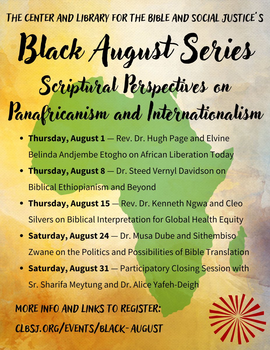 REGISTRATION OPEN!! CLBSJ's Fourth Black August Series launches on August 1. Log on to discuss Panafricanism, Internationalism and African Liberation- what is going on today, and what does the Bible have to  do with it? Register (optional donation) at  clbsj.civicrm.org/civicrm/event/…