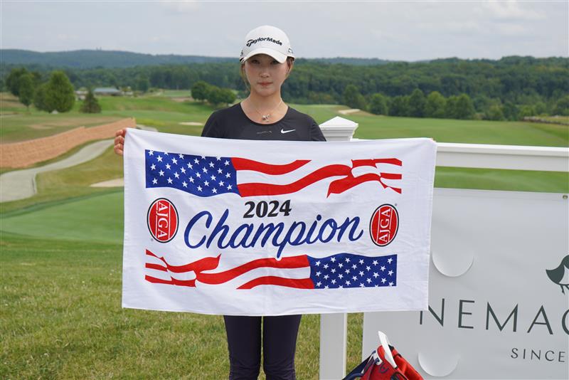 AJGAGolf's tweet photo. Top of the leaderboard...again!
Yingtong Jiao (-8) wins the #NemacolinJr and her second AJGA this summer. https://t.co/VygiUJmADr
