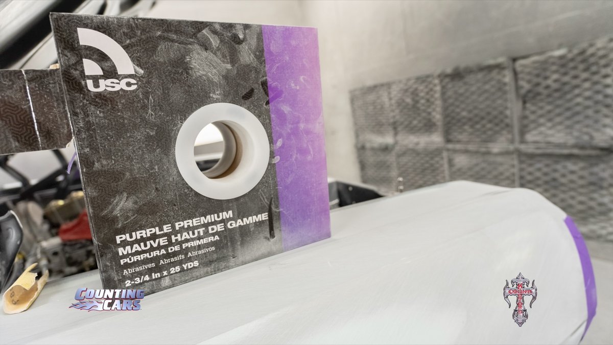CountsKustoms's tweet photo. Taping it up on Tuesday! @RyanAtCounts uses FBS Tapes and Sprayers and U.S. Chemical purple masking tape for every paint project at Count’s Kustoms! Amazing results every time! #history #lasvegas #countskustoms #countingcars #fbstapes #uschemical @DannyCountKoker @CountsKustoms_S https://t.co/TsfbD0ZynD