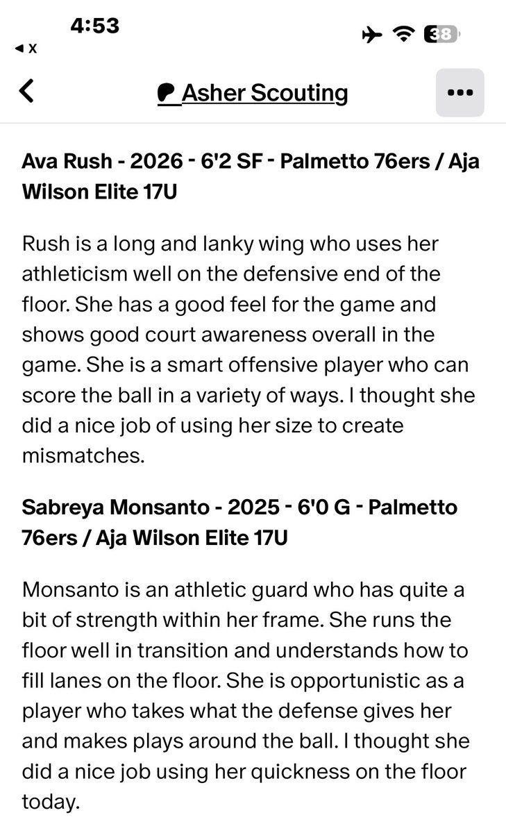 Thank you <a href="/MasonHAsher/">Mason Asher</a> for the write up on <a href="/SabreyaMonsanto/">SaBreya Monsanto</a> &amp; Me!!💙❤️<a href="/palmetto76erawe/">Palmetto 76ers/Aja Wilson Elite</a> <a href="/JeromeFleetwood/">jerome dickerson</a> <a href="/PGH_SCarolina/">Prep Girls Hoops South Carolina</a> <a href="/JrAllStarSC/">South Carolina Jr. All-Star GBB</a> <a href="/JrAllStarBB/">Jr. All-Star Girls Basketball</a>