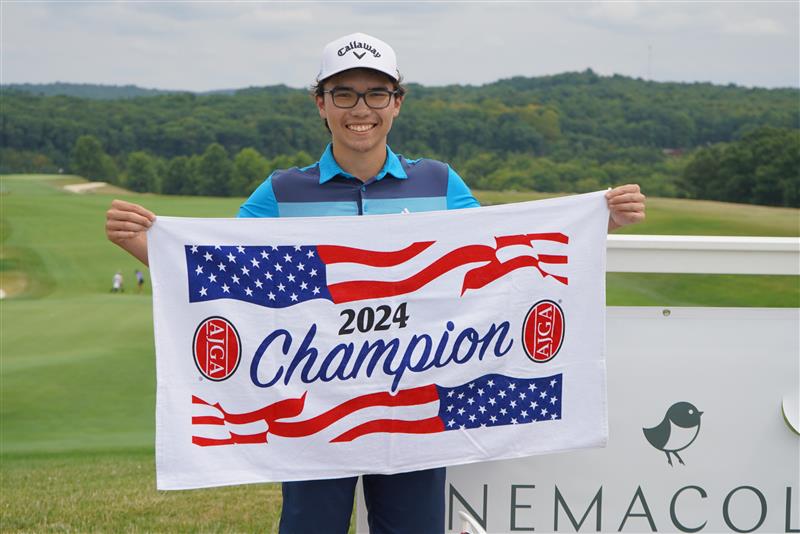 AJGAGolf's tweet photo. Swinging to success π
Benjamin Baker (-7) wins the #NemacolinJr in a playoff for his first AJGA victory since 2021! https://t.co/B8h2Agei9z