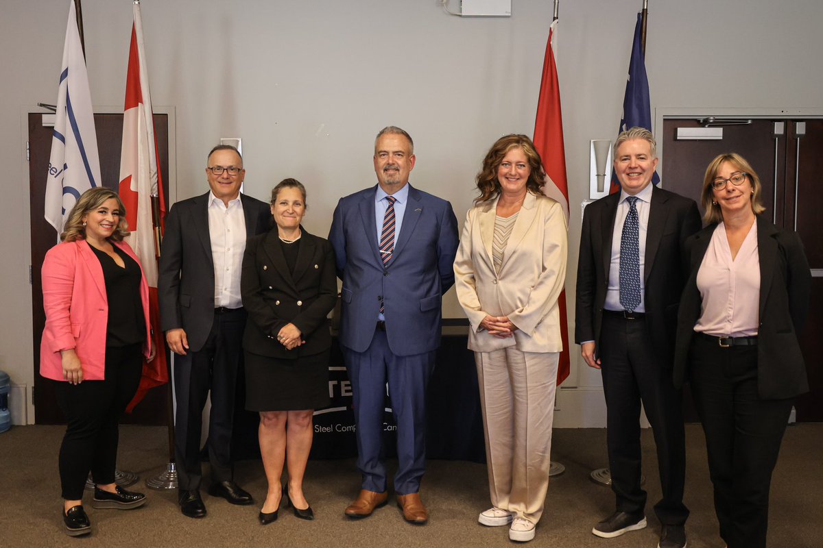 cafreeland's tweet photo. A strong Canadian steel industry means thousands of great union jobs. That is why we are committed to protecting the sector from unfair competition. Great to meet with steel industry leaders to discuss how we can accomplish this. https://t.co/G67mWlGmnI