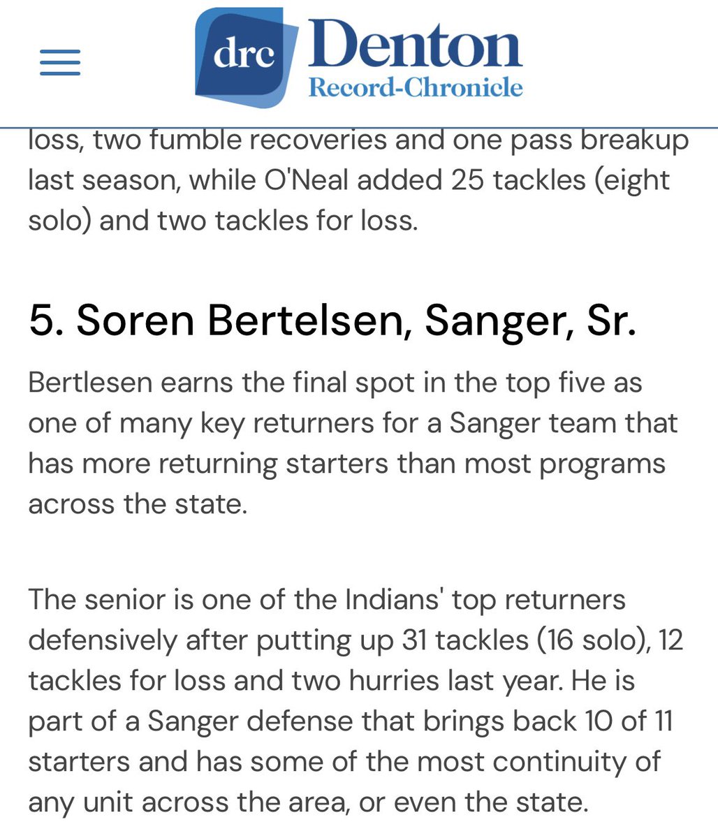 Thank you <a href="/sports_drc/">DRC Sports</a> for the ranking! 
<a href="/coach_garcia86/">Zach Garcia</a> <a href="/CoachChadRogers/">Chad Rogers</a> <a href="/314coachswagg/">Le'Andre Nebbitt</a> <a href="/SangerDefense/">DCMorphis</a> <a href="/JohnFields0/">John Fields</a> <a href="/KevinMoses38/">Kevin Moses LLC</a> <a href="/DenCoGridiron/">DenCo Gridiron</a> <a href="/Prep2Play/">PrepStar Texas</a> <a href="/_EliteProspects/">🚨Elite Prospects🚨</a> <a href="/coachrogers_4/">Coach Chance Rogers</a>