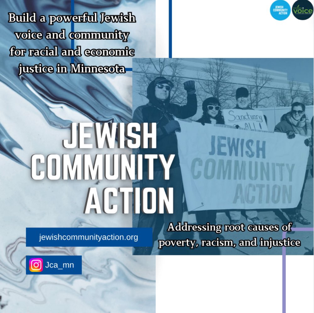 Shout out to our partner Jewish Community Action! 
Jewish community action works to address the root causes of poverty, racism, and injustice. They aim to build a powerful Jewish voice for racial and economic justice in Minnesota.

Picture credits: 
jewishcommunityaction.org
